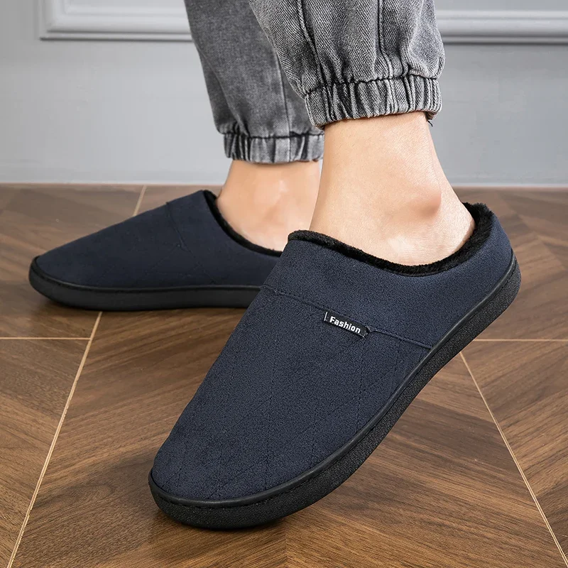 

Winter Plush Fur Men Women Slippers Warm Furry Slippers Couples Concise Indoor Home Cotton Shoes Casual Fluffy Slides Big Size47