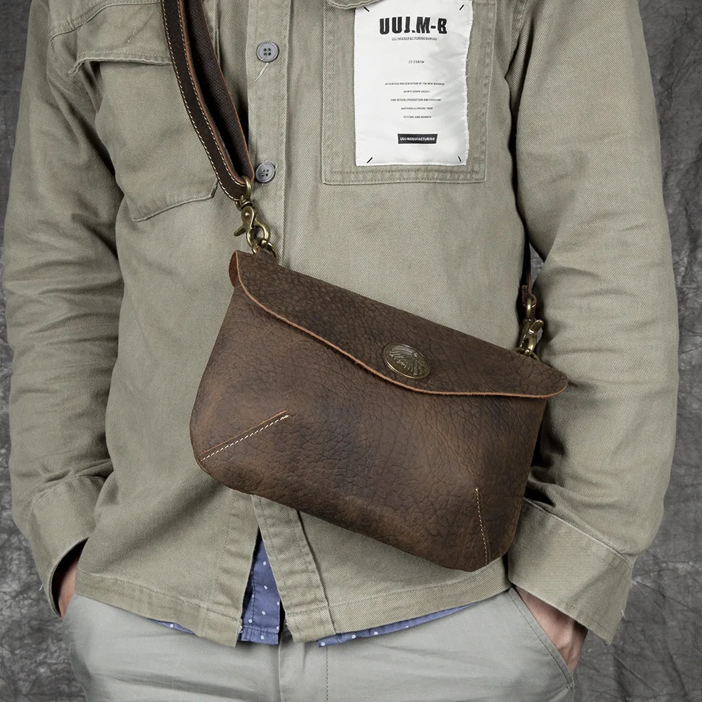 

Handmade Vintage Mad Leather Shoulder Bag Genuine Leather Casual Multi-Functional Handheld Bag for Men And Women