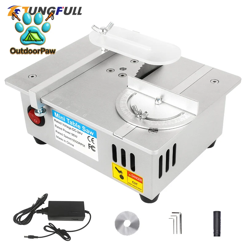 Multifunction Mini Table Saw Electric Small Bench Saw DIY Hobby Model Crafts Cutting Tool 775 Motor DC12V-24V Liftable Saw