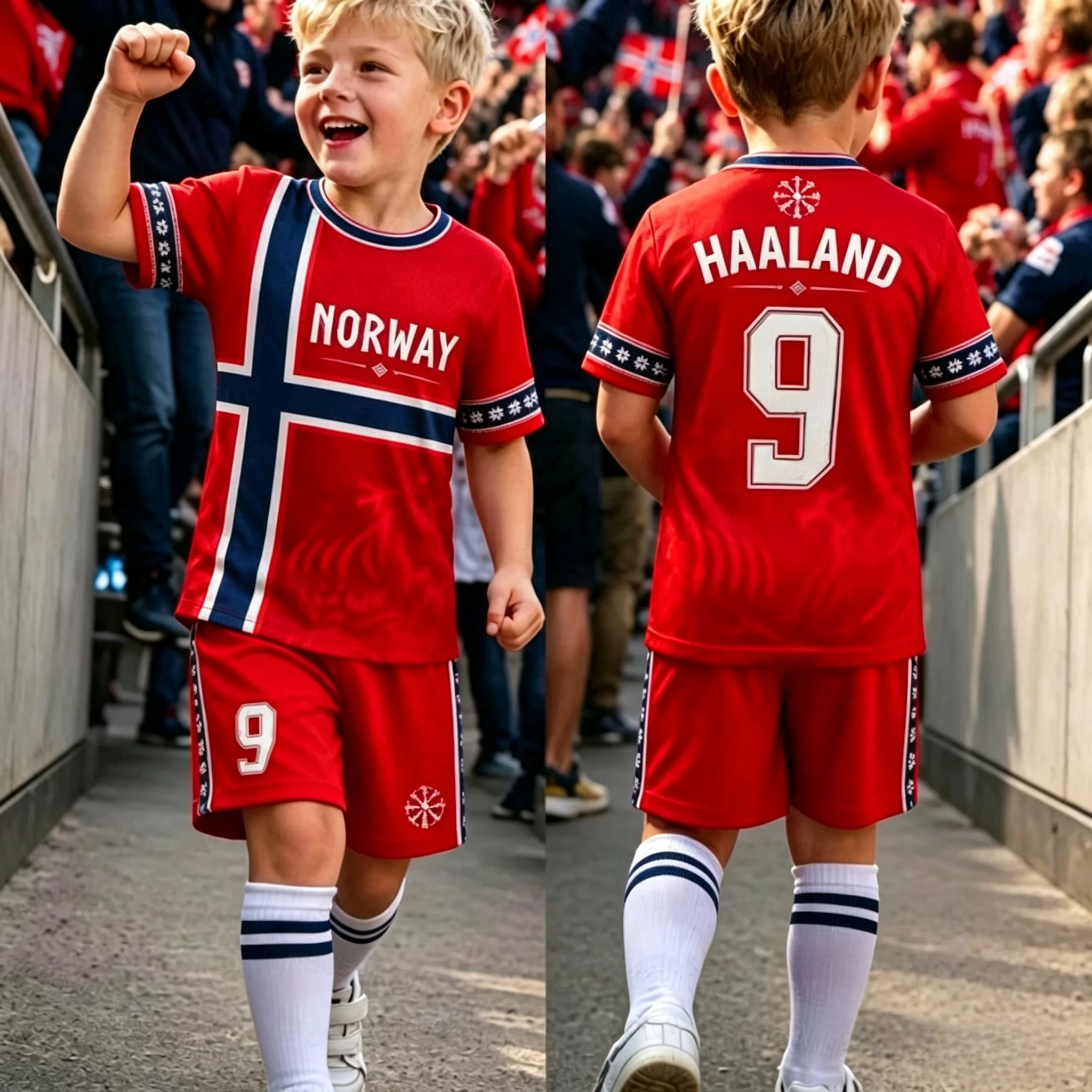 2026 Jungen HAALAND Nr. 9 Fußballtrikot T-Shirt Shorts Set Damen Herren Norwegen Fußball-Fanshirt Shorts Set Kinder Trainingsanzug 2-teiliges Set – Detail 5