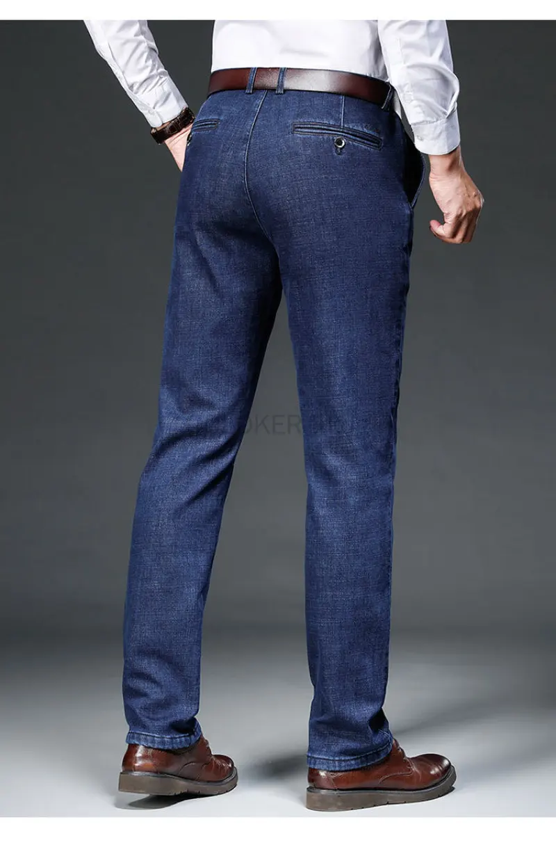 COLDKER-Jeans doublés de sourire thermique pour homme, pantalon en denim chaud, droit, épais, commandé, hiver, FJFor