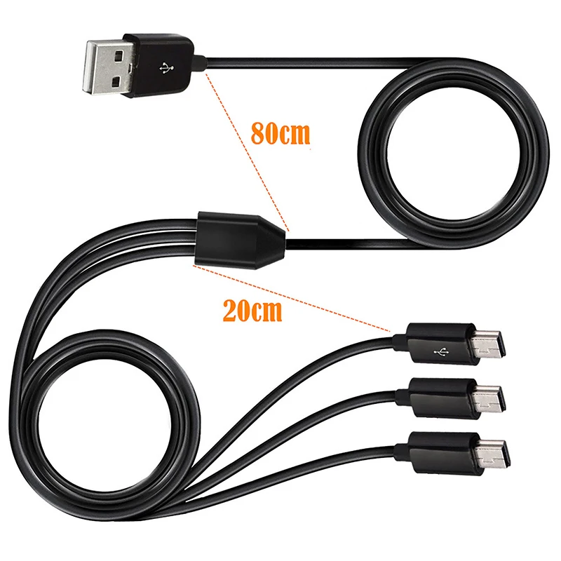 USB A Macho para USB Mini Cabo Carregador, Carregamento Rápido, Y Splitter, 5Pin, 1m, 1m, 1Pc, 1Pc