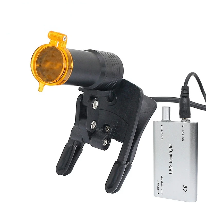 5W Dental LED Head Light for Dental Loupes Dentist with Yellow Filter Glasses Clip Rechargable Lamp Adjustable Brightness