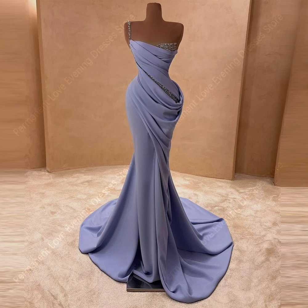 Elegante trägerlose Meerjungfrau-Abendkleider, sexy, ärmellose, rückenfreie Kleider, Wischlänge, Party, individuell gestaltet, Vestidos De Noche 2025