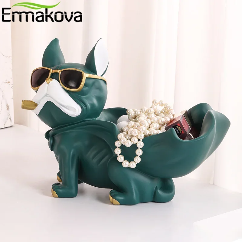 Nordic French Bulldog Statue Sculpture Storage Decoration Key Tray Tissue Box Animal Figurines Home Decoration Accessories