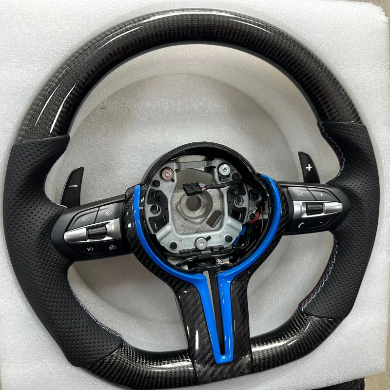 For BMW 1/2/3/5/7 Series/X1/X3/X4/X5/X6/M3/M4/M5 Carbon Fiber Steering Wheel (Car Use)