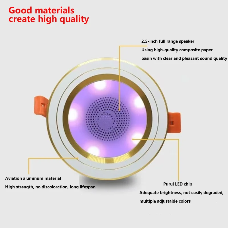 2.4G Bluetooth Home Theater Smart Intelligent 2 Active Ceiling Speakers with RGB Light 2.5 Inch Full Range Speakers