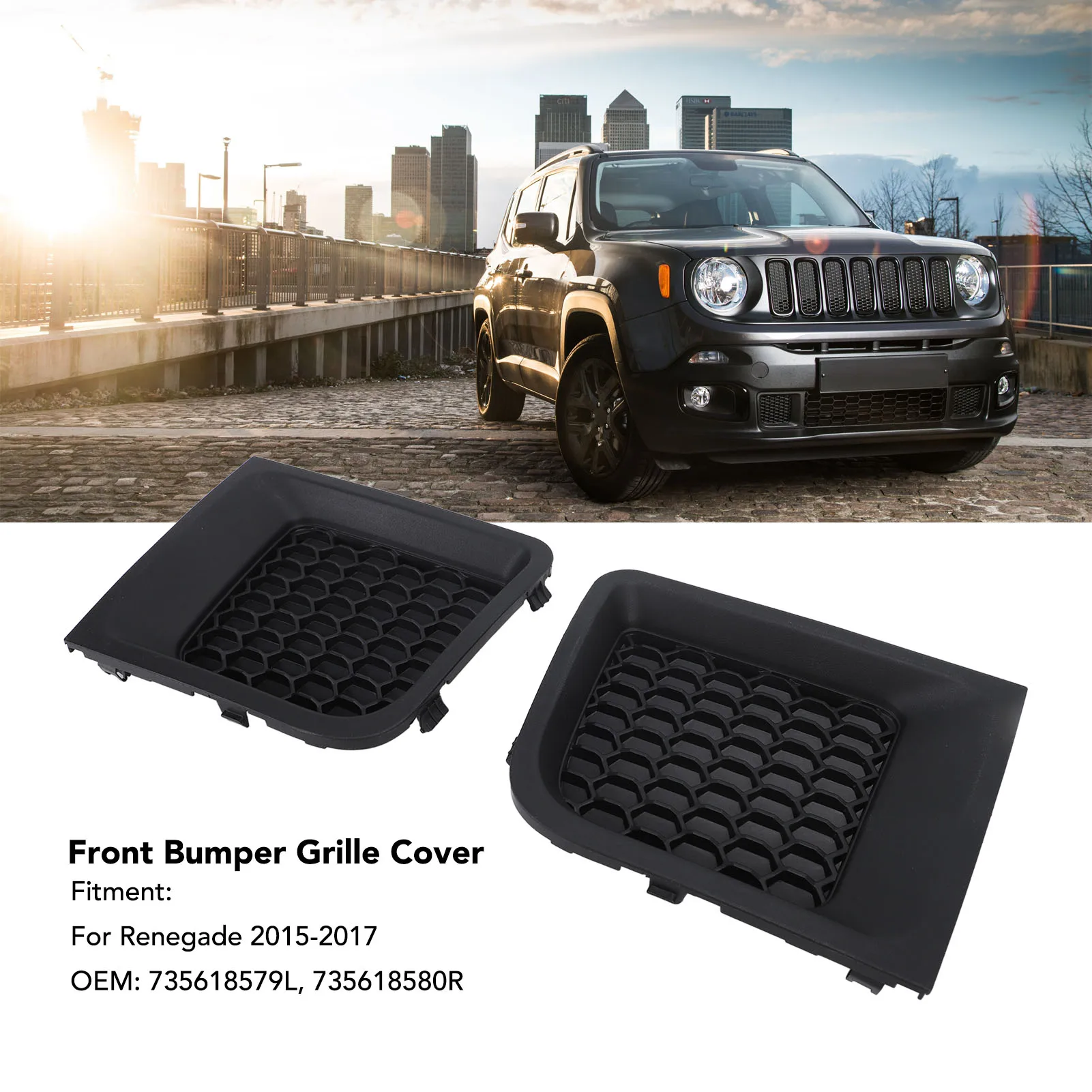 Front Bumper Grille Cover Front Bumper Grille Cover 735618579L Left And Right Lower Cover Insert for Renegade 2015 to 2017 - view 6