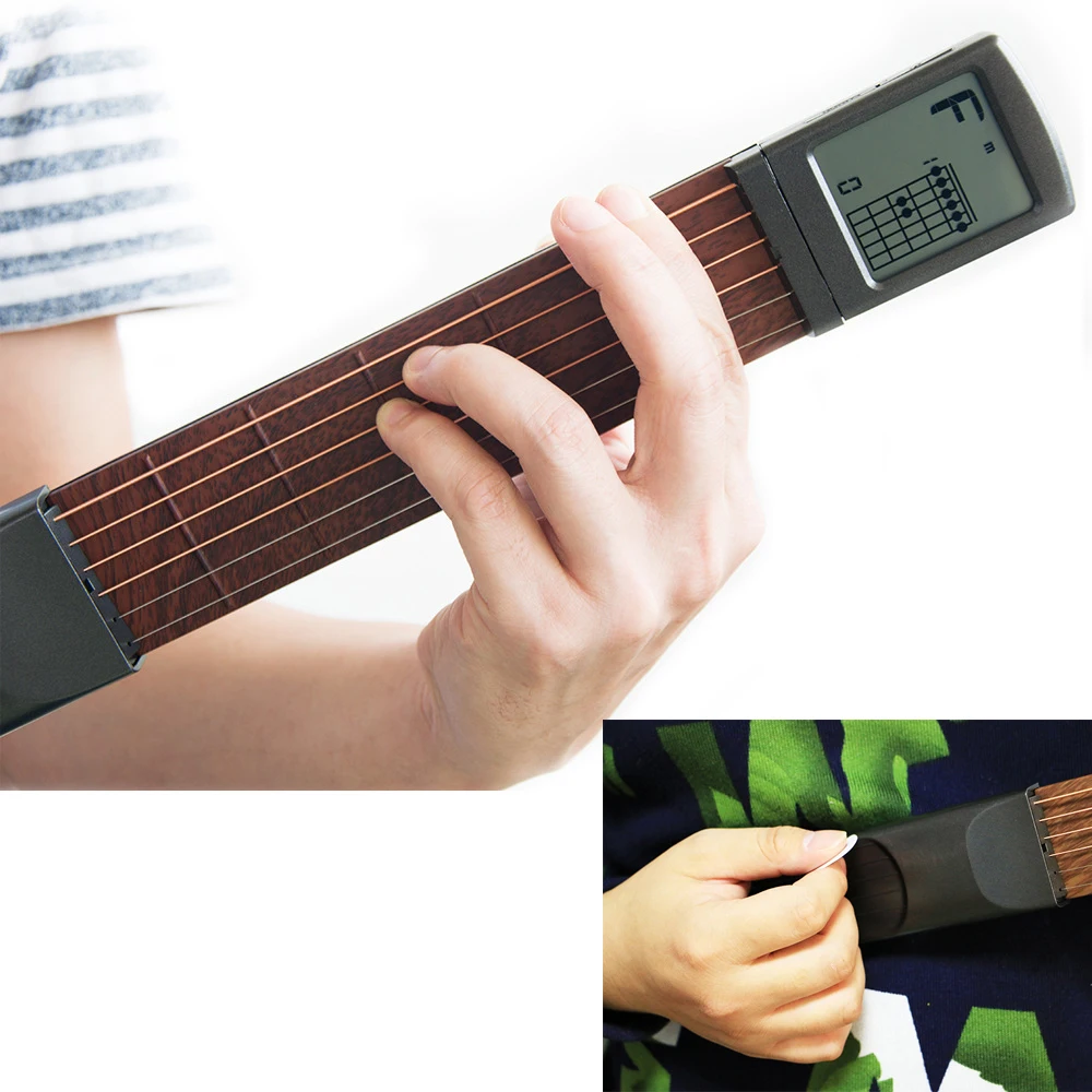 SCT-80 Pocket Guitar Chords Practice Tool Portátil Guitar Neck Trainer Com Rotating Chord Chart para Iniciantes Chord exercitador