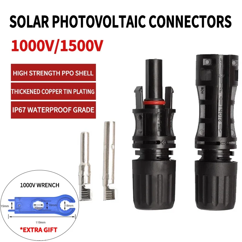 

10/50/100Sets 1000V/1500V Photovoltaic Connector 30A/50A Solar Photovoltaic Module IP67 Waterproof Male And Female Plug