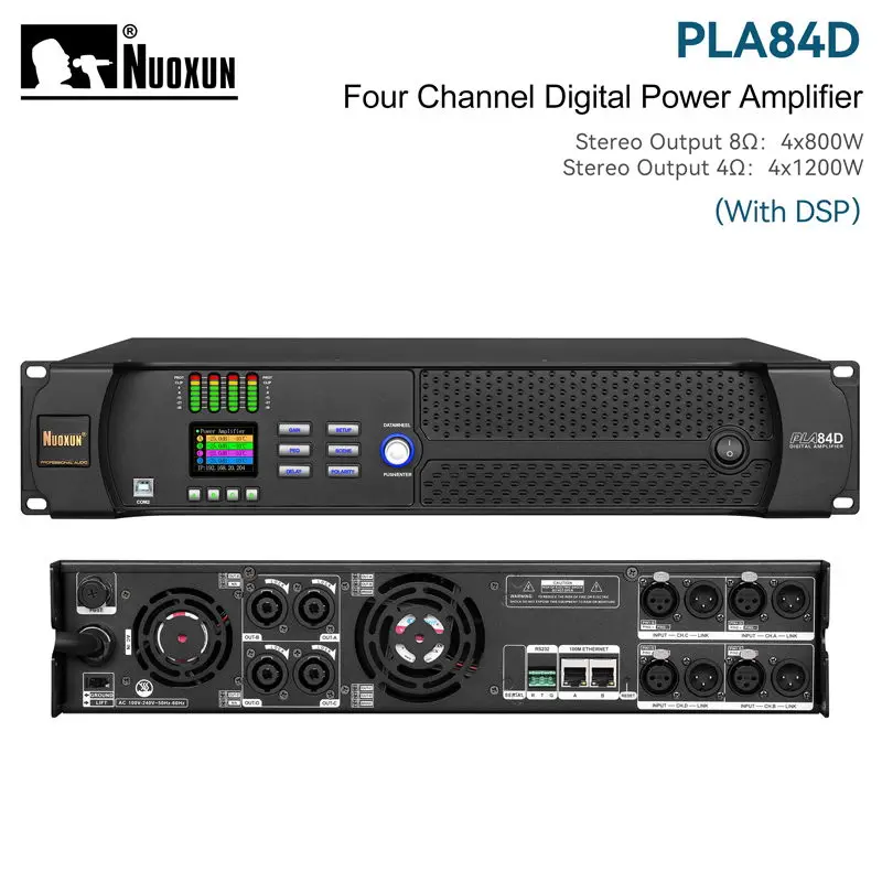 PLA84D 4*800 واط المهنية الطاقة عالية DSP مكبر كهربائي مكبر للصوت 800 واط نهاية جودة المهنية مكبر كهربائي