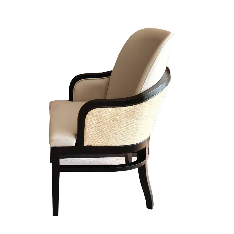 

Solid wood dining chair Nordic seat cushion backrest material, wooden chair hotel restaurant simple rattan