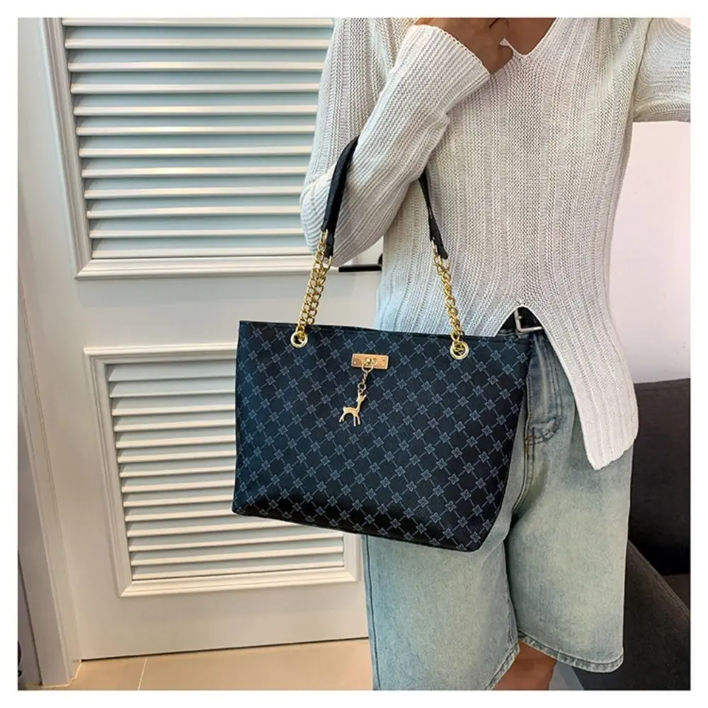 PU-Leder Schultertaschen Große Kapazität Tragetasche Bedruckte Handtaschen Einkaufstasche Damen Langlebige Modetasche Casual – Detail 9
