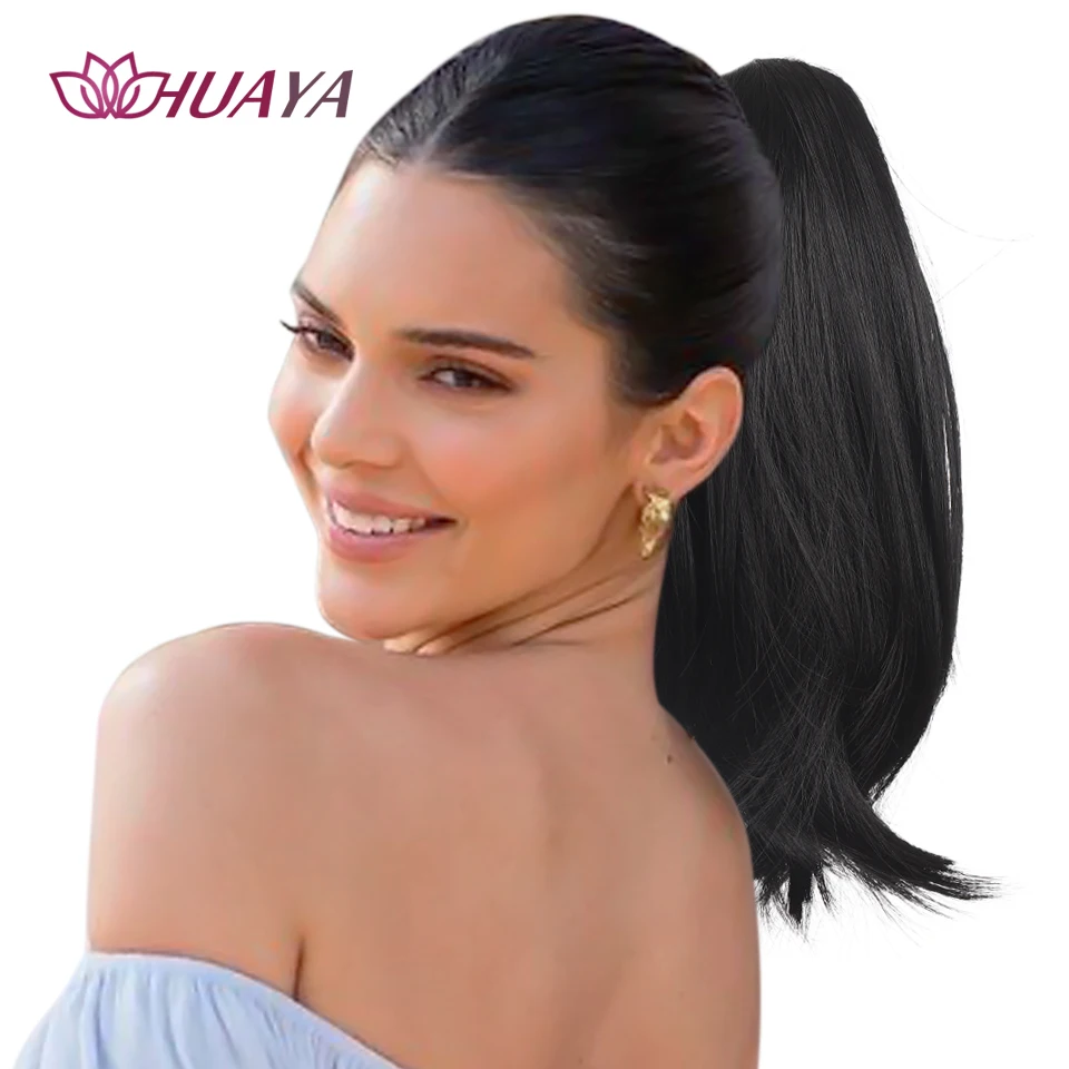 Synthetic Claw Clip In Short Ponytail Natural Straight Pony Tail Clip-on hair False Wig Pony Tail Extension Hairpiece For Women