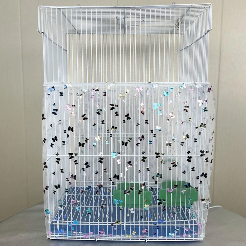 Universal Bird Cage Cover 360 Degrees Covering Bird Cage Mesh Net Elastic Birdcage Cover Soft Bird Seed Guard Skirt For Home