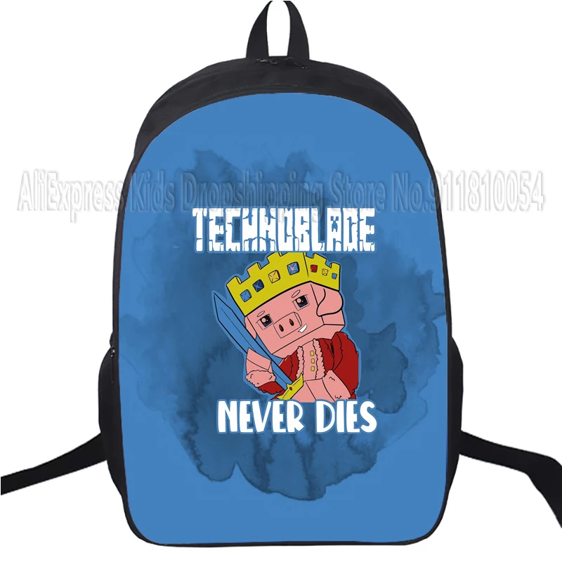 Technoblade-Mochila con estampado 3D de dibujos animados para niños, morral escolar con cremallera para estudiantes