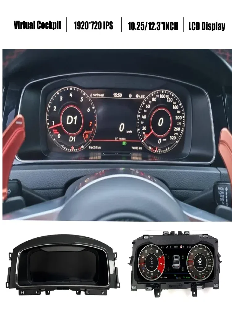 Digital Virtual Cockpit For VW Golf 6 7 Passat CC B7 B8 Jetta Tiguan Amarok Scirocco T6 Dashboard Instrument Cluster Speedometer