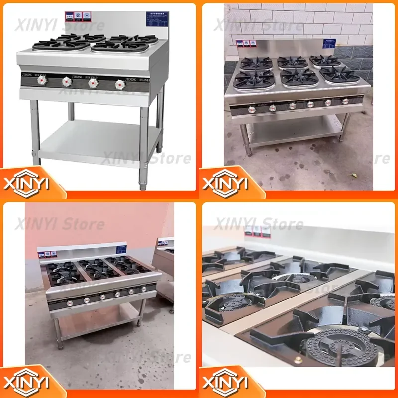 High Efficiency Commercial Gas Stove Industrial Stainless Steel Heavy Duty Kitchen Range Durable Cooking Stove for Restaurant