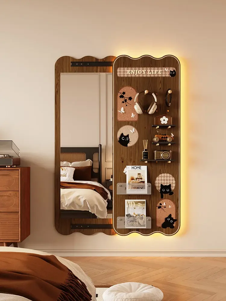 Z30- hole plate full-length mirror integrated wall-mounted full-body mirror entrance hidden sliding mirror