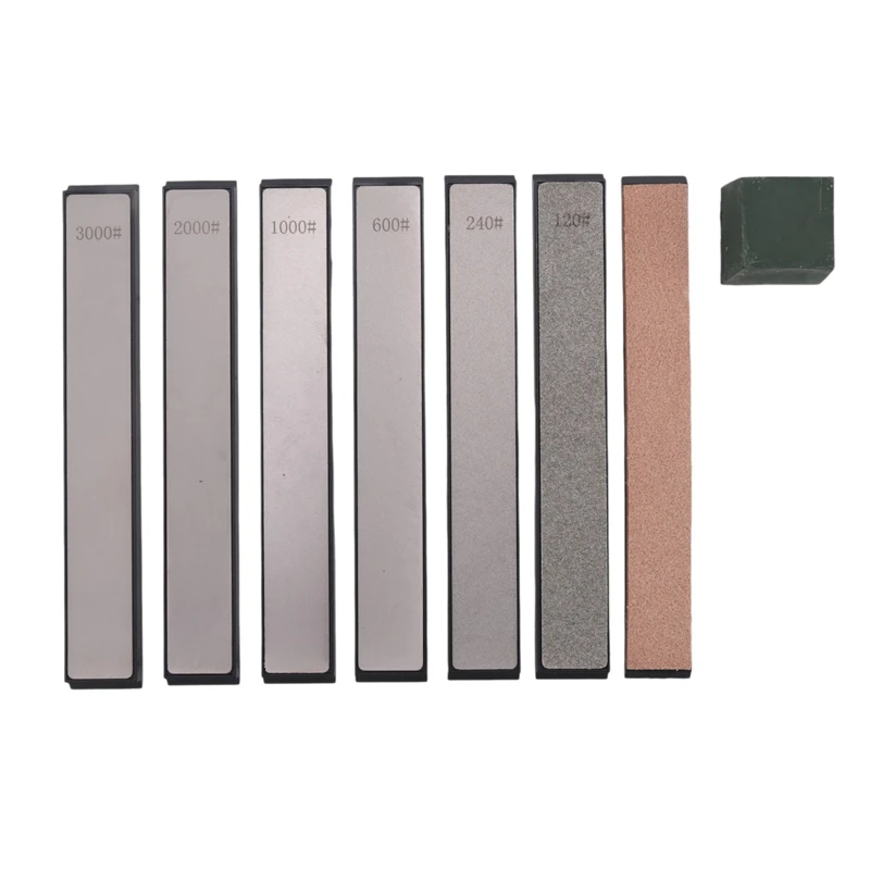 Diamond Sharpening Stone 6 Whetstone-120/240/600/1000/2000/3000, 1 Strop,1 Polishing Paste Silver Knife Sharpener Accessories