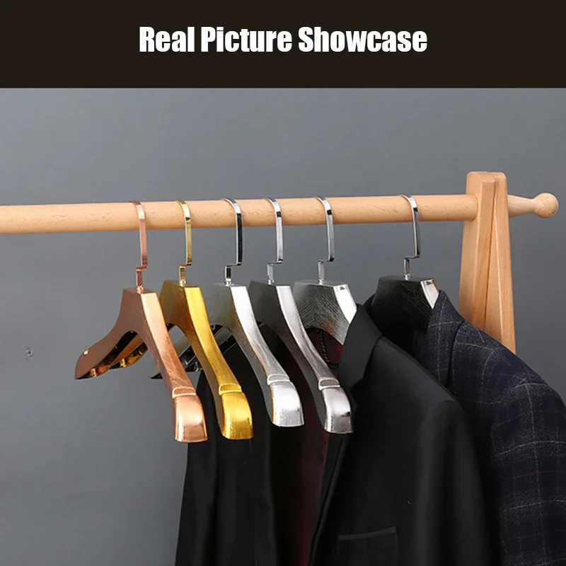 5PCS 3CM Wide Shoulder Clothes Hangers,Gold Suit Hanger with Notch,Household Non-slip Clothes Drying Rack for Sweater Pants