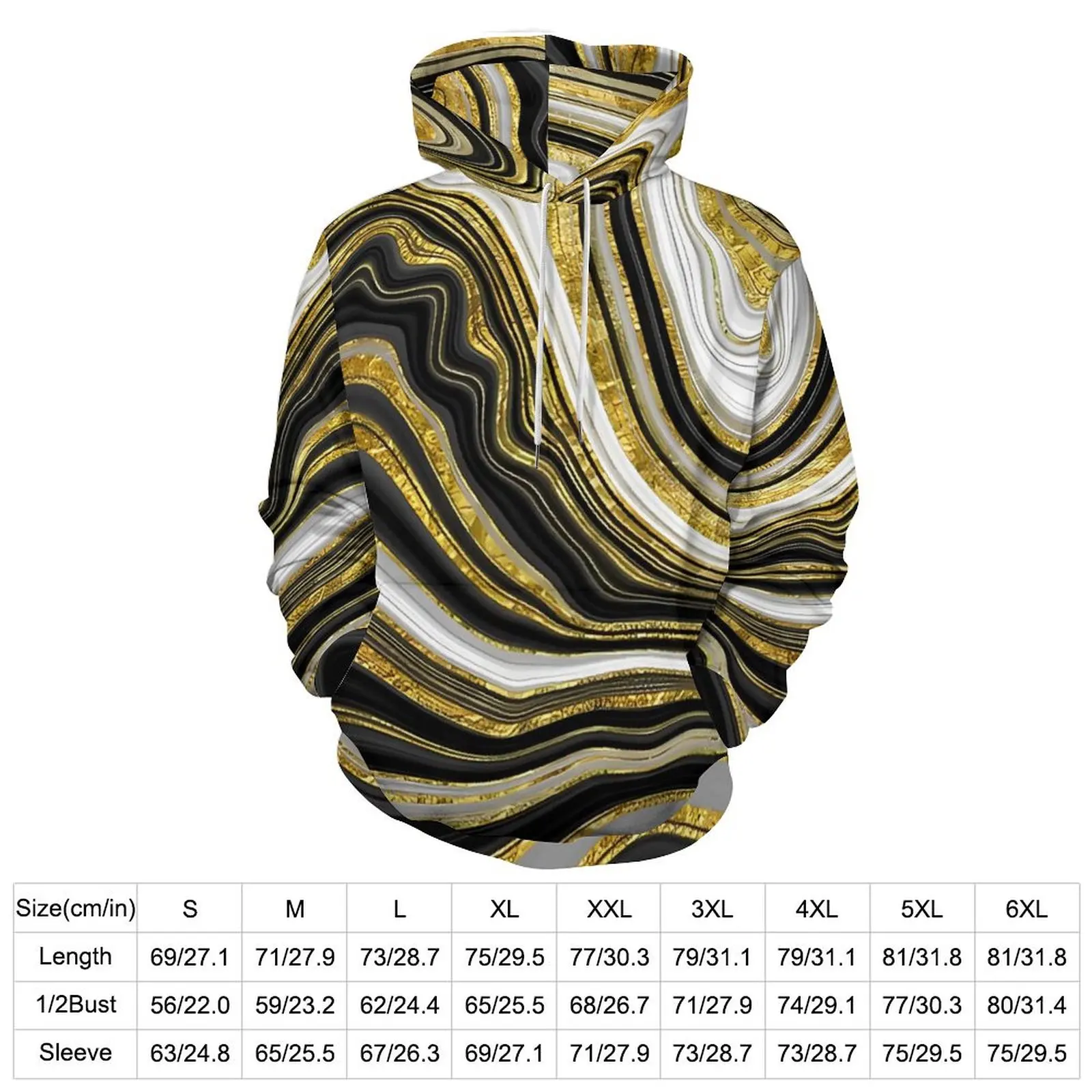 Gold Glitter Marble Print Hoodies Long Sleeve  Cute Casual Hoodie Autumn Classic Oversized Custom Loose Hooded Sweatshirts