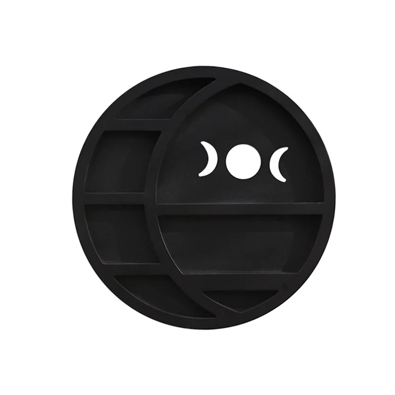 Prateleira crescente-lua para cristais, prateleira de cristal para parede, decoração de parede de lua, fase da lua, decoração de parede para quarto, 29,5x29,5cm