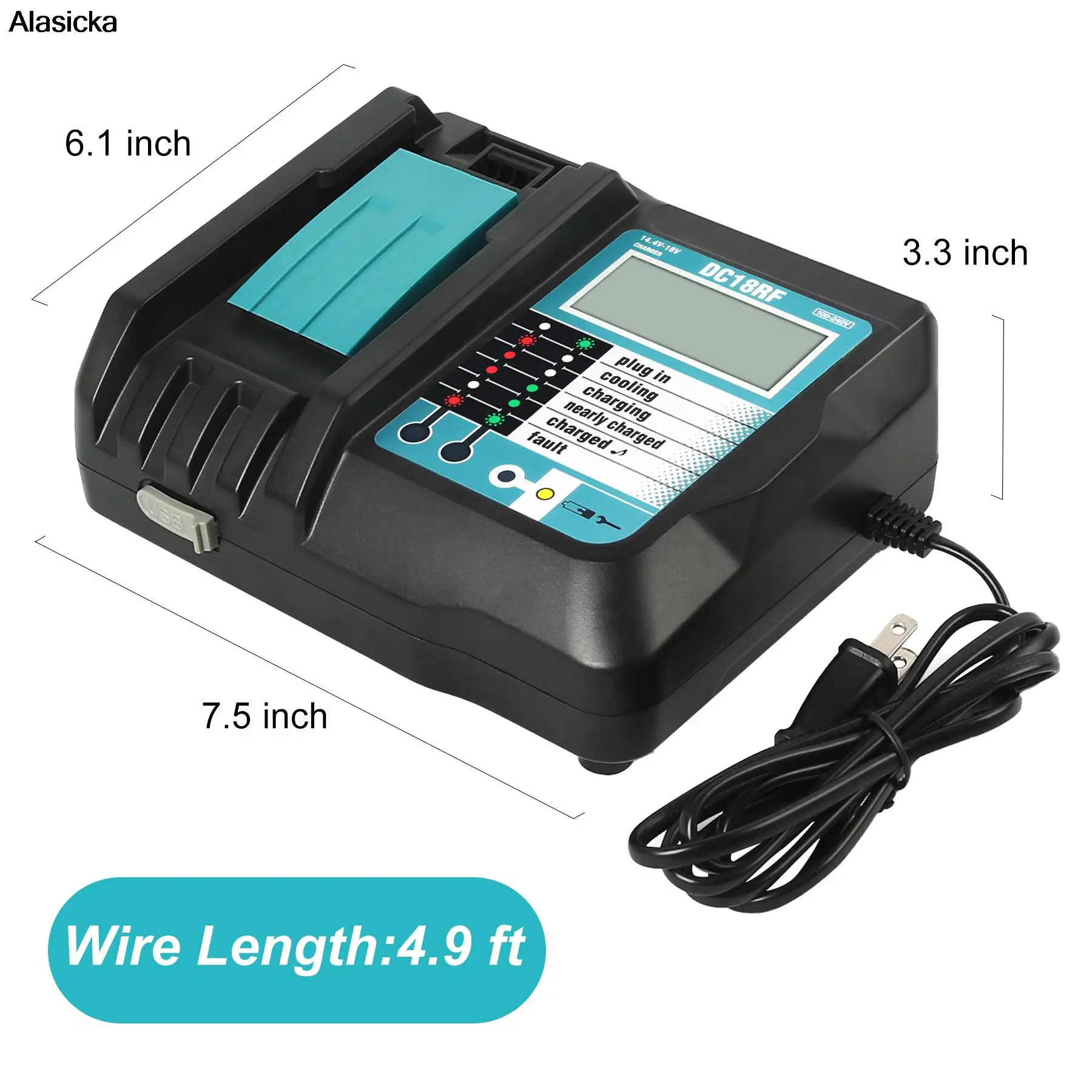 شاحن بطارية ليثيوم أيون 14.4 فولت/18 فولت 3.5A لماكيتا DC18RF BL1840 BL1830 BL1430 BL1440 DC18RC 3.5A أداة شحن بمنفذ USB