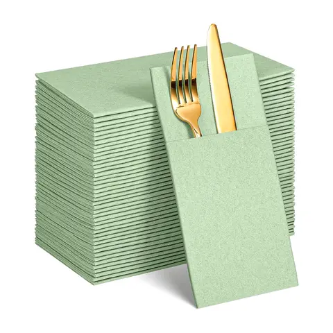 JINYUDOME Avocado Green Soft Napkin Disposable,Paper Napkins 15.75x15.75in,Linen Feel Napkin for Dinner Party Wedding Events