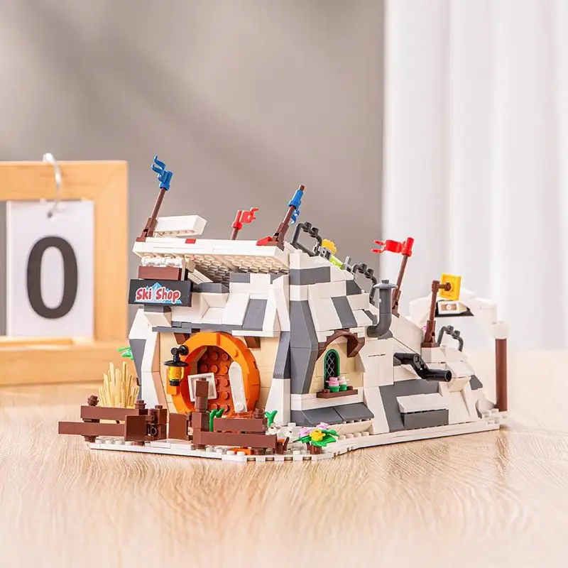 936PCS Ideas Winter Ski Resort Skiing Park Building Blocks With 2 Figures Construction Bricks Set Toy Gift For Children Kids