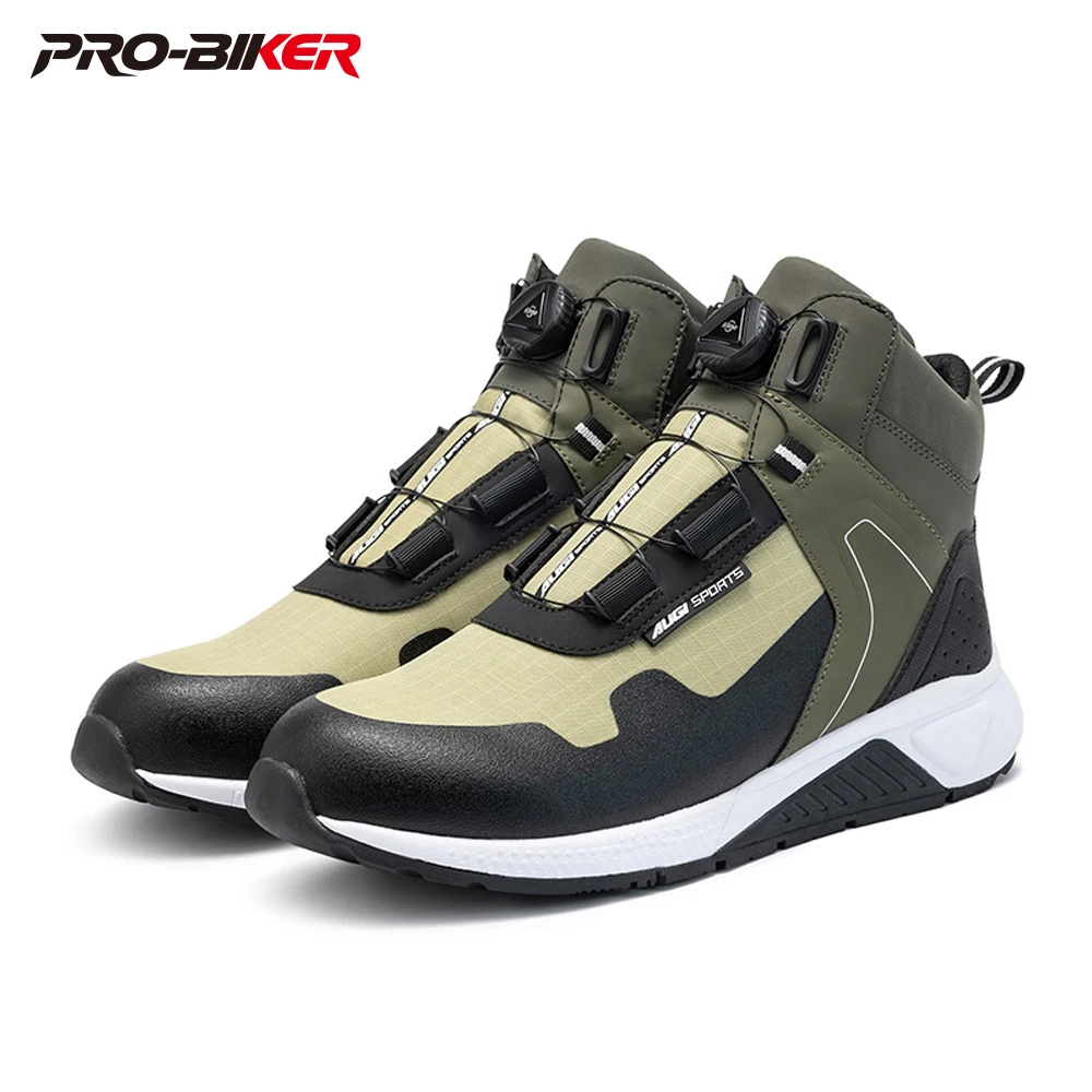

Green Men Motorcycle Boot Wear Resistant Boots For Man Non-slip Scarpe Moto Uomo Strong Flexibility Motorcycle Shoes Lightweight