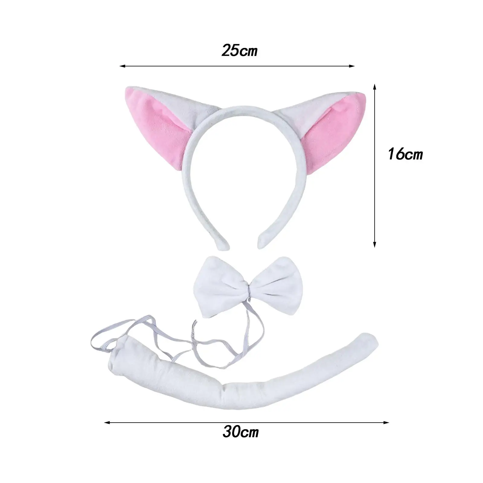 ชุดแฟนซีหูและหางสุนัขจิ้งจอกพร้อมโบว์ผูกชุดฮาโลวีนน่ารักสำหรับกลางคืน