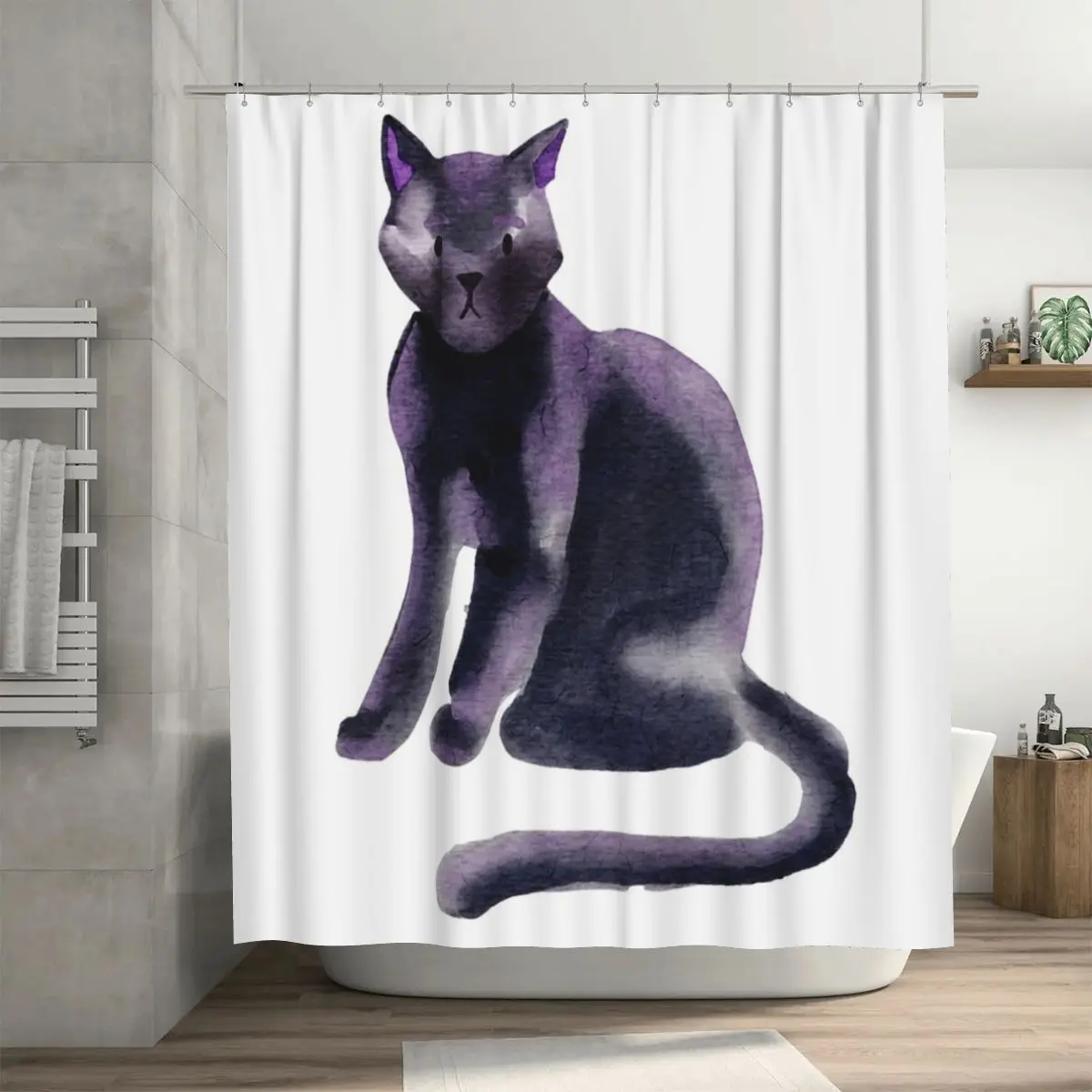 

Водонепроницаемая шторка для душа Black Cat из полиэстера с крючками