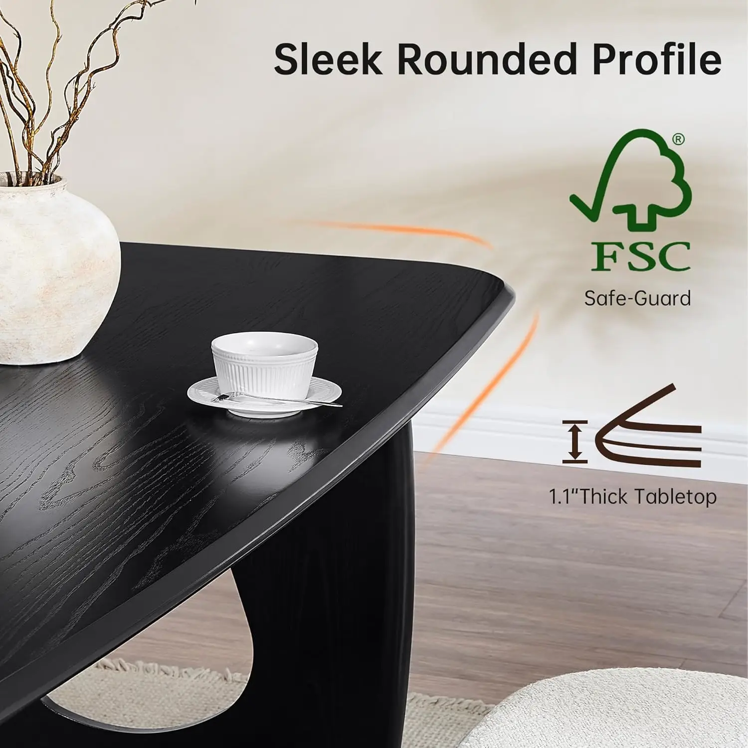 Modern Dining Table for 4-6 People,68'' Rectangle Dining Table, Kitchen Table with Pedestal Base, Dinner Table for Dining Room,