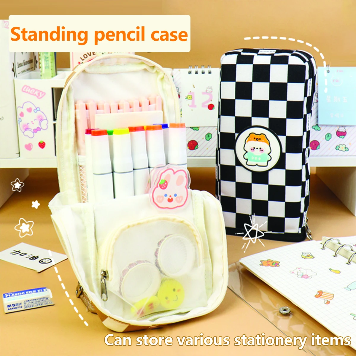 

Kawaii Plaid Pencil Cases Cute Large Capacity Pouch Bag Box Back To School Supplies Korean Organizer Stationery