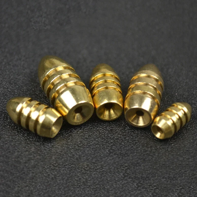 Outcit 10 pçs/lote pesos de chumbo de cobre 10g,7g,5g,3.5g,1.8g bala afiada acessórios de pesca de cobre equipamento de pesca