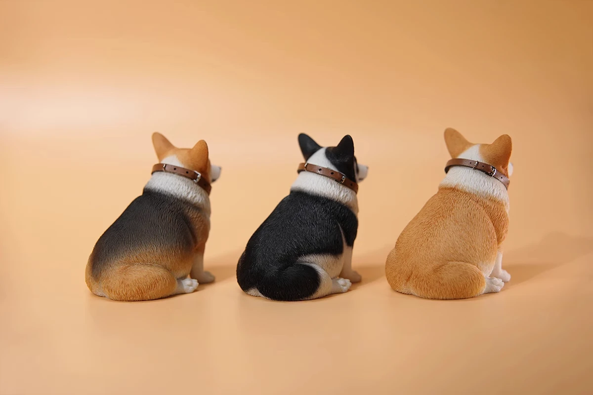 JXK 1/6 Scale Simplicity Modern Cute  Fat Corgi Simulation Pet Dog Model for 12inch Toy Figures Ornament Gift Showcase Soldier