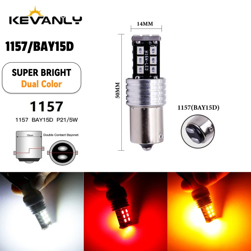 1x 1157 LED BAY15D Car Turn Signal Brake Backup Light 3030 Chip 15 SMD CANBUS Reverse Parking Lights Lamps 12V Red Amber White