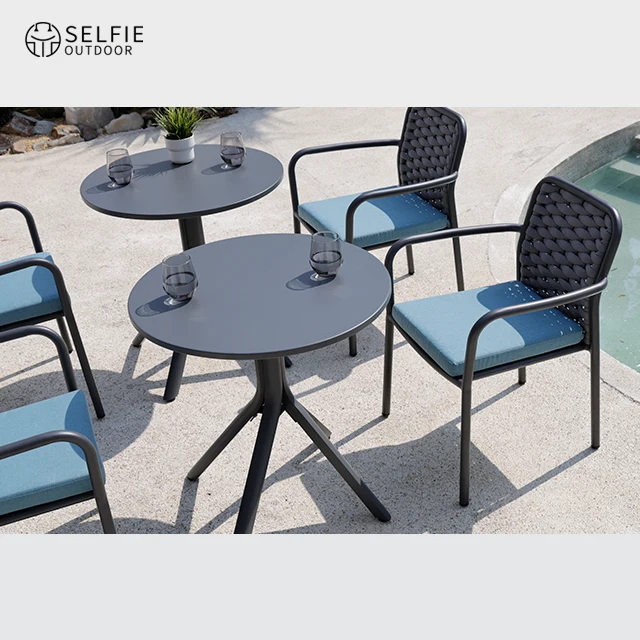 

Patio Furniture Luxury Event Table Patio Aluminium Furniture Set Stackable Chair Bistro Table