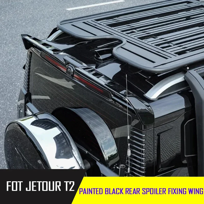 Fit for JETOUR Traveler T2 2023-2025 Automobile Roof Black Rear Spoiler Fixed Integrated Tail Wing Automobile Exterior Parts