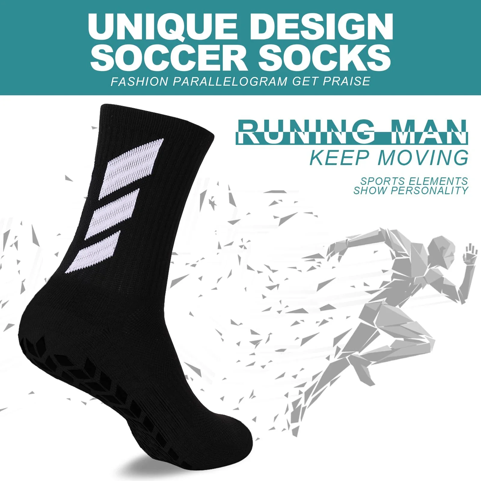 

1 pair of socks football socks men's anti slip hospital yoga anti slip training sports socks
