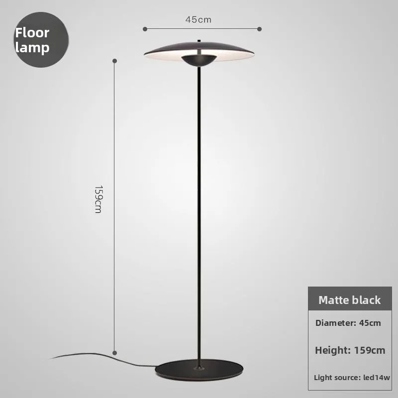 Postmoderne minimalistische studeerlamp, kunst, creatief design, modelkamer, houtnerfkleur, paddenstoelvormige lampkop, verticale lamp