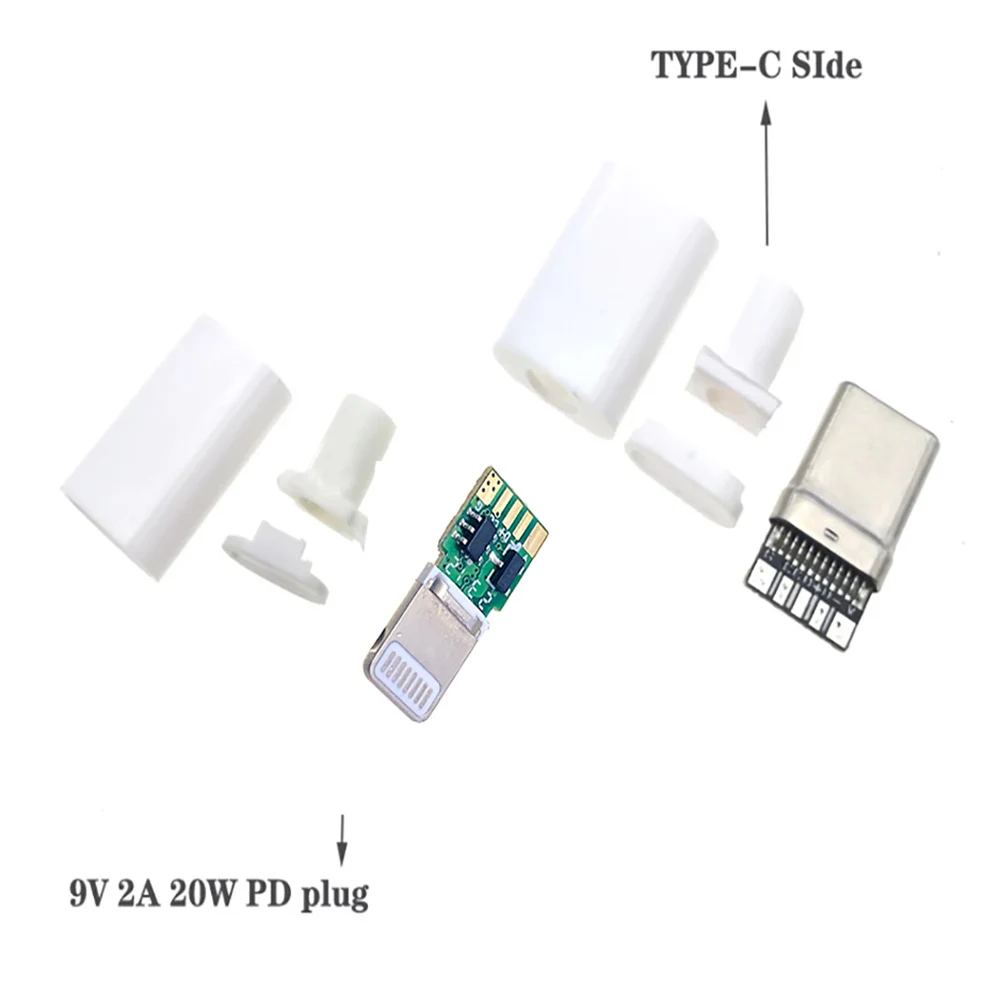 USB C to IOS welding Male plug connector with chip board 9V 3A 20W DIY 8pin Lightning fast charging plug adpter parts for IPHONE