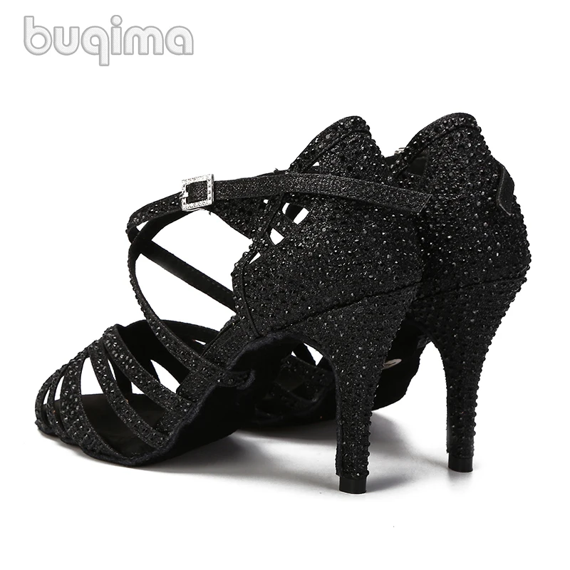 Buqima-Chaussures de brevLatine Strass pour Femme, Talons Hauts, Semelle Souple, Sandales de Mariage, Tango, Salle de Bal