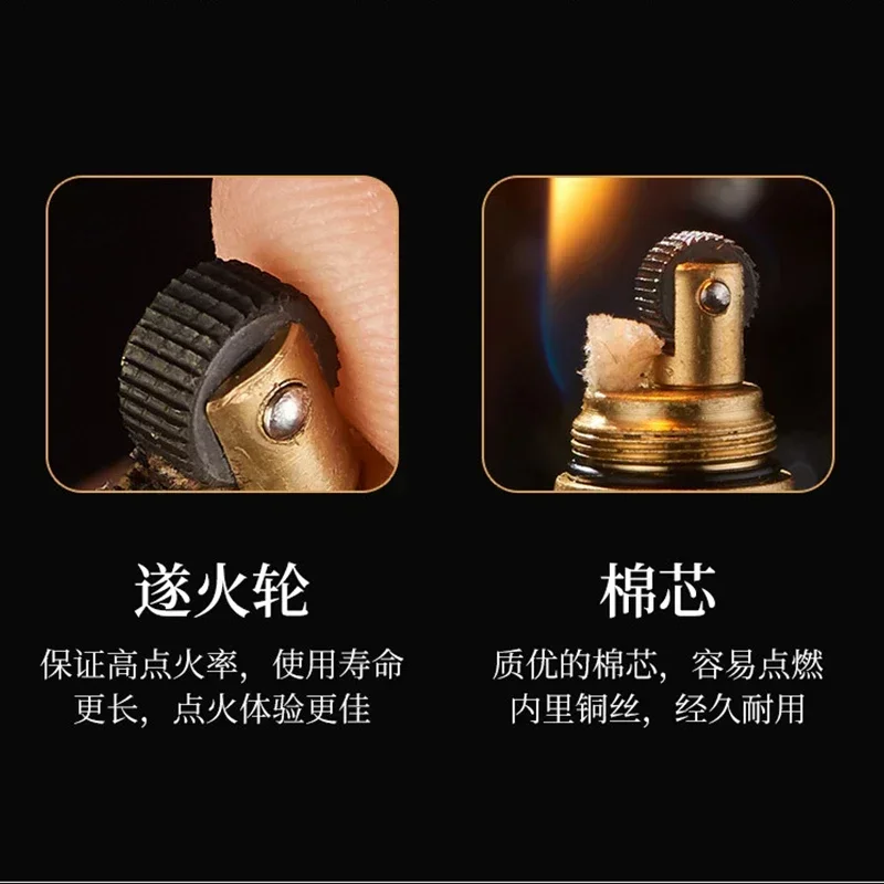 Bullet Shaped Copper Kerosene Lighter Metal Open Flame Cool Lighters Smoking Accessories for Weed Cute for Girls