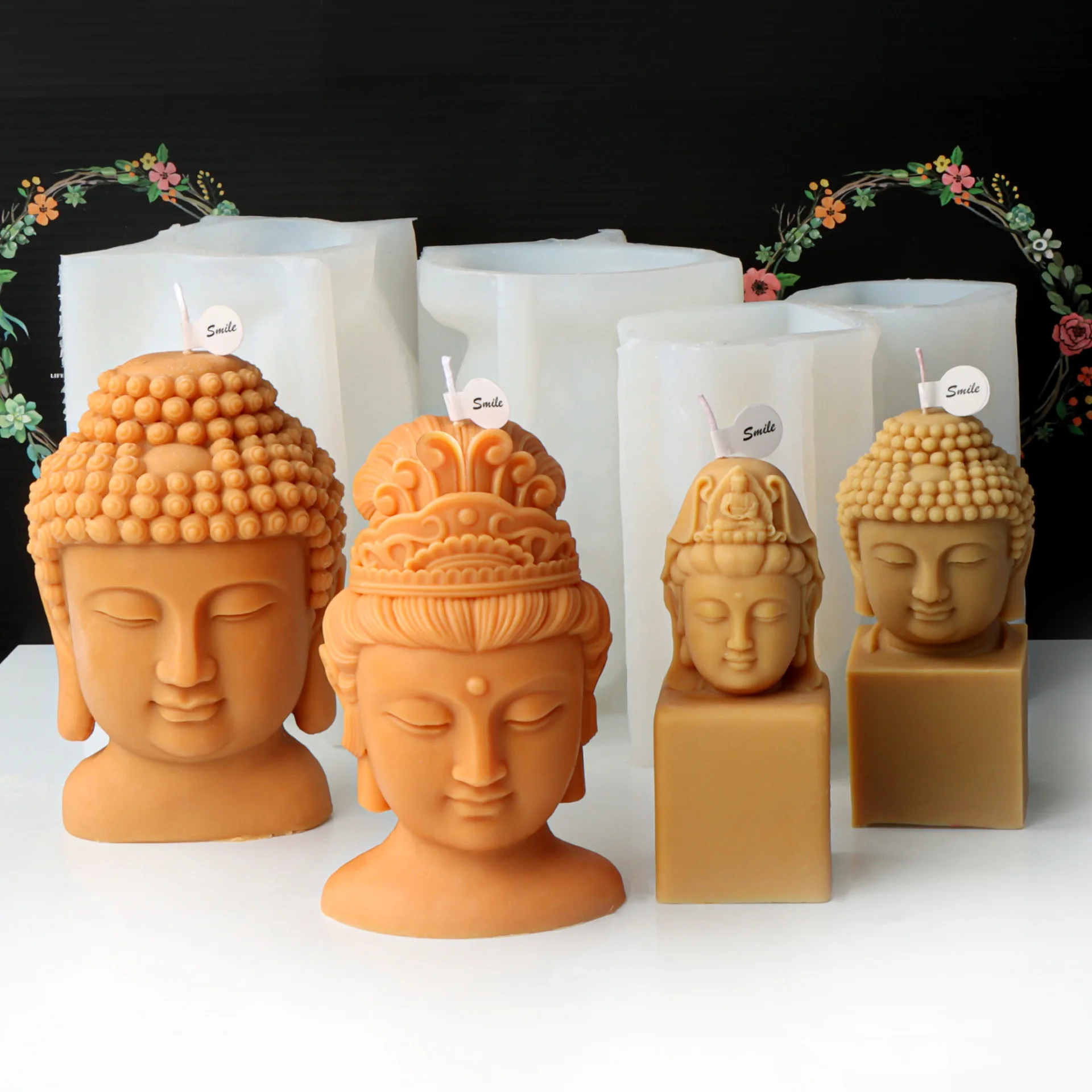 Buddha Head Silicone Mold for Handmade Candle Plaster Soap Epoxy Resin Chocolate Decoration Gypsum Ice DIY Baking Mould