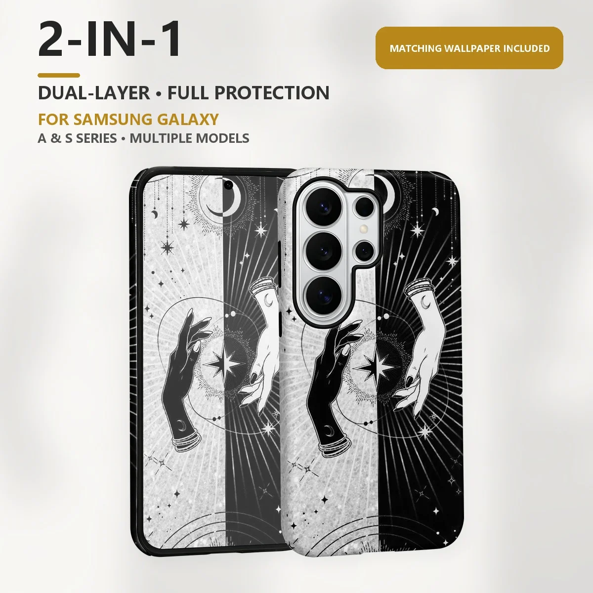 Yin Yang Hands 2-in-1 Dual-Layer Phone Case for Samsung Galaxy S26 S25 S24 S23 S22 S21 Plus Ultra FE S20 FE A56 A17 A16 A15