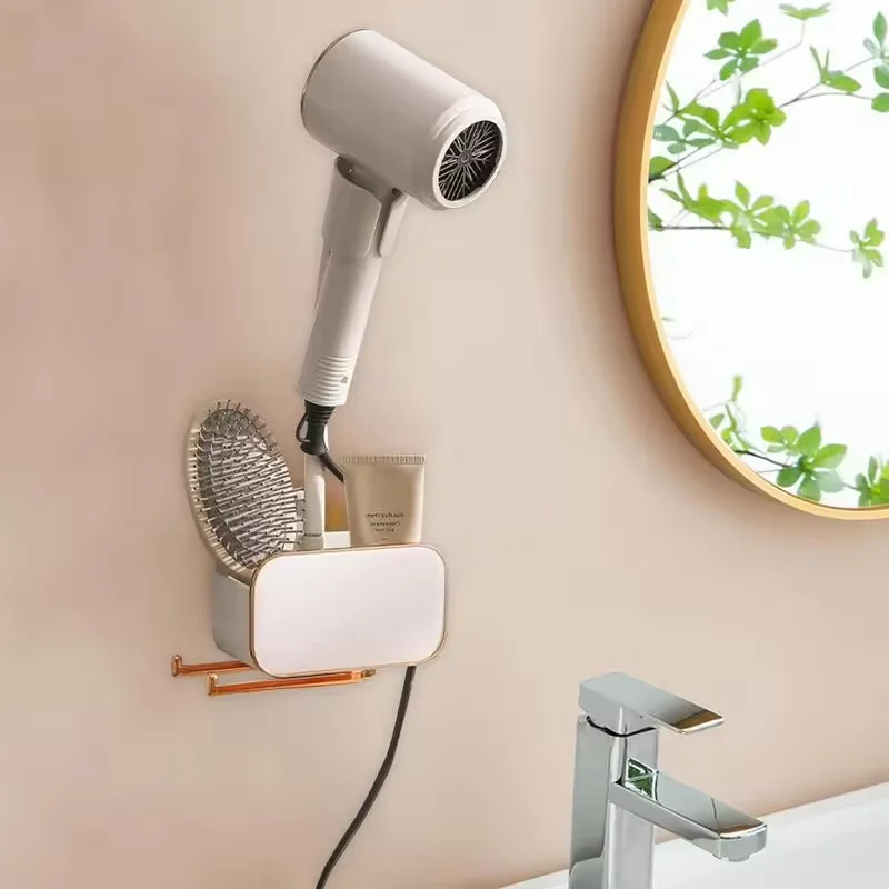 Adjustable Metal Hair Dryer Holder Stand, Wall Mounted & Hands-Free, Easy-to-Install Hair Blower Hanger for Convenient Use