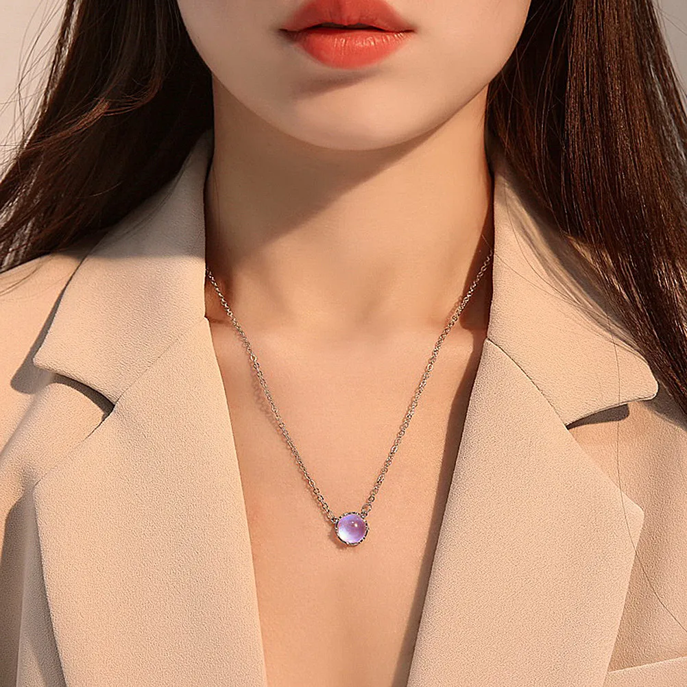 1Pcs Elegant Moonstone Necklace Fashion Jewelry Pendant Sweater Chain for Engagement Wedding Dinner Party Gift