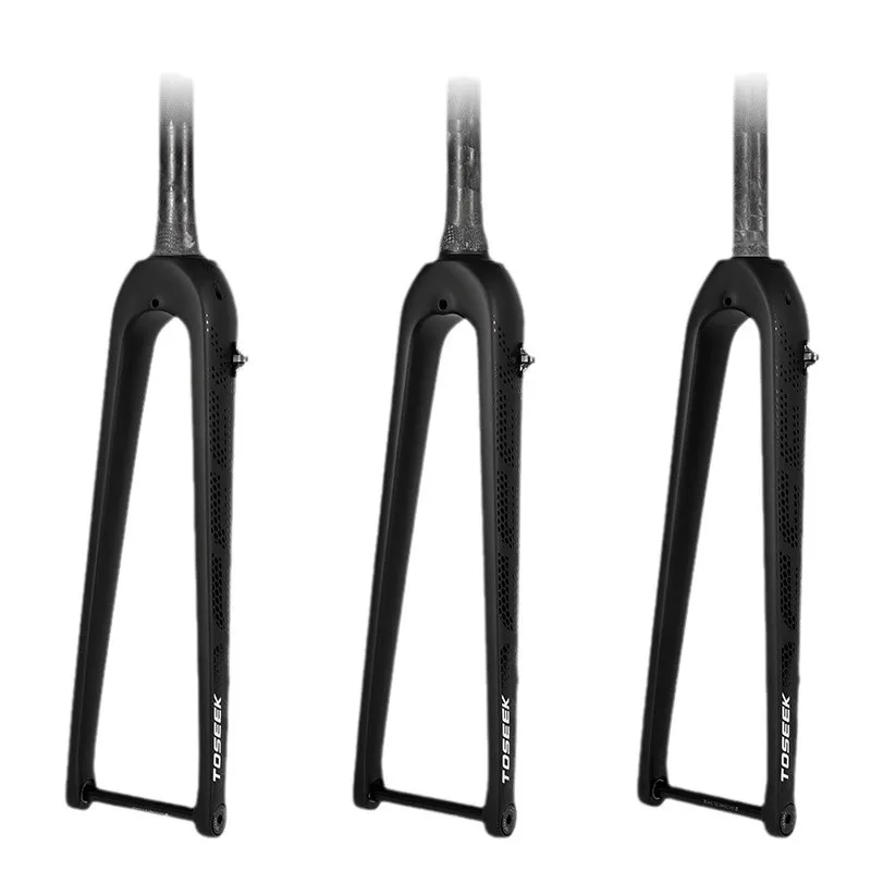 Road bike carbon fiber front fork 32C bicycle barrel shaft disc brake front fork straight tube spinal canal full internal wiring